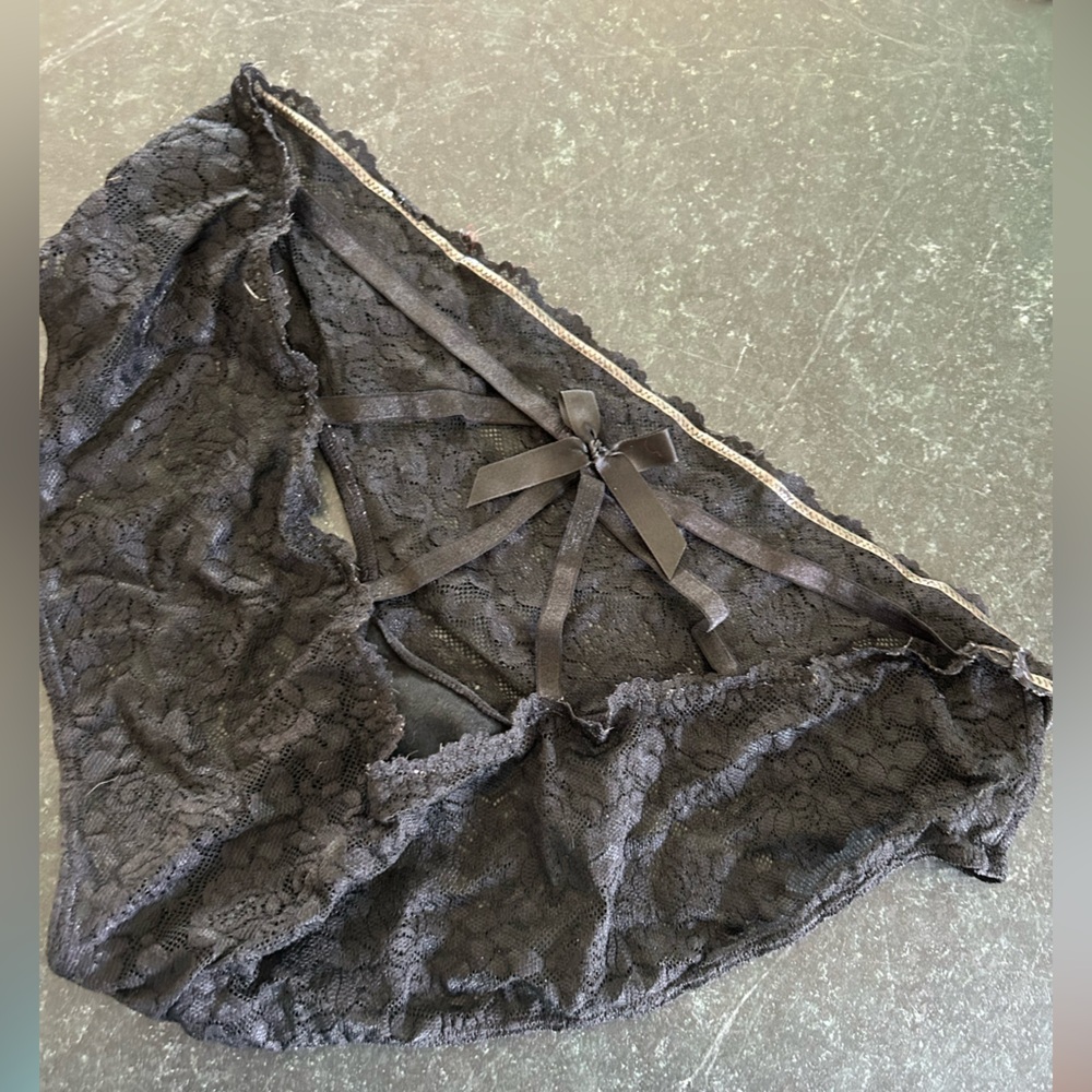 Torrid Sexy black lace panty with strappy stretch ribbon to frame you assets 3